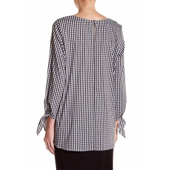 Vince Camuto | Gingham Tie Sleeve Blouse - Picture 3 of 4